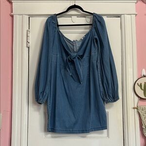 NWOT - Denim Tie Up Chest Mini Dress